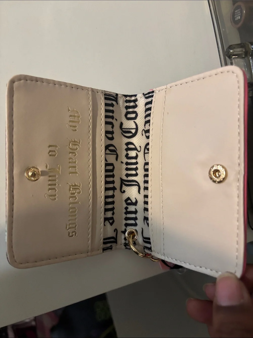 Juicy Couture Brown and Pink Strawberry Cardholder Keychain